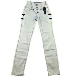 Sneak Peek Fly Skinny Jeans Women's Size 9 Acid Wash High Rise Button
